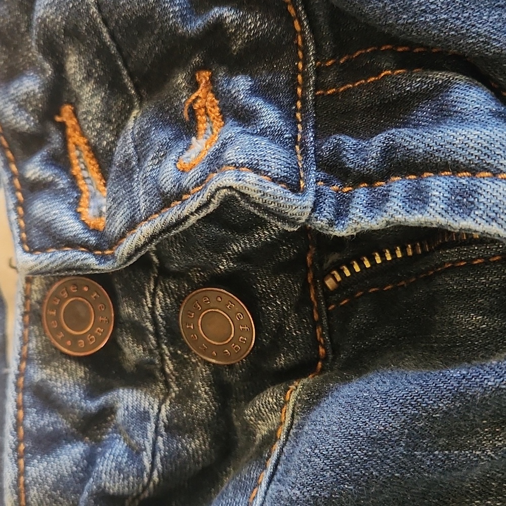 Vintage Y2K Refuge Dark Blue Distressed Skinny Jeans Women's Size 2 - Picture 13 of 16